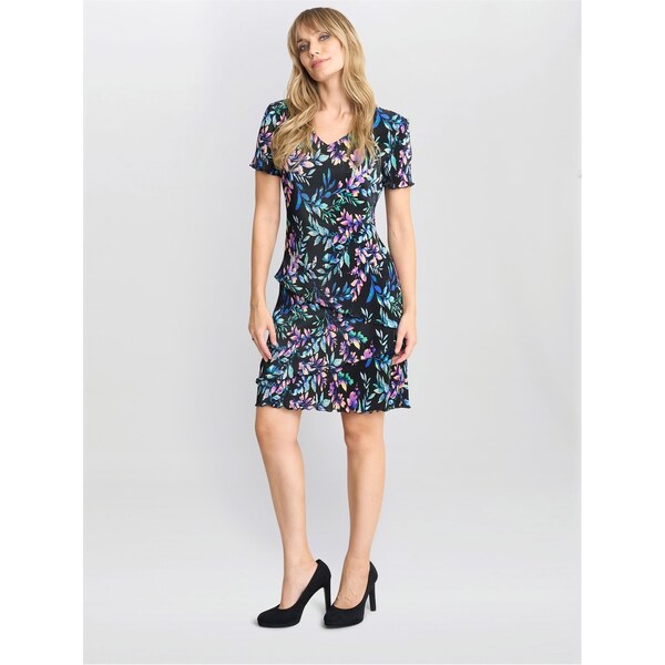 ジーナバッコーニ レディース トップス ワンピース ティアード Gina Bacconi Rowan Plisse Tiered Dress BLACK / MULTI ブラック