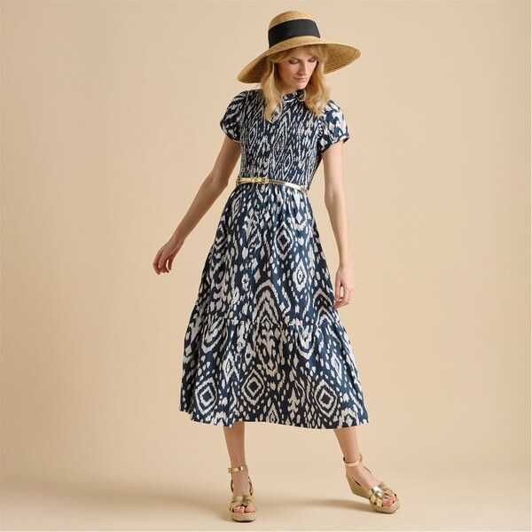 ウィグル レディース トップス ワンピース シャツワンピース シャツ マキシ Brakeburn Ikat Maxi Shirt Dress NAVY ネイビー