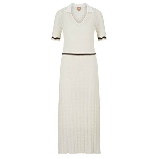 ボス レディース トップス ワンピース ニット Boss Faselia Knitted Dress White ホワイト