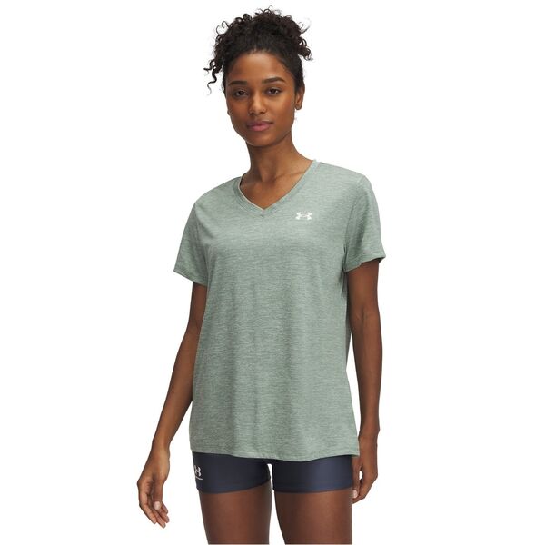 アンダーアーマー レディース トップス シャツ Vネック Under Armour Tech? Twist V-Neck Short Sleeve Womens Silica Green グリーン