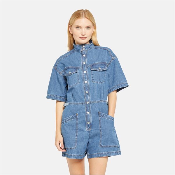リーバイス レディース トップス ワンピース プラスサイズ ロンパース Levis Ss Surplus Romper Blue Joke Blue Joke ブルー｜ReVida 店