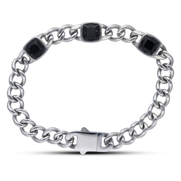 ビー ユー メンズ 付属品 ブレスレット・バングル・アンクレット プルオーバー Be You Stainless Steel Black Agate Bracelet Black 黒いこと