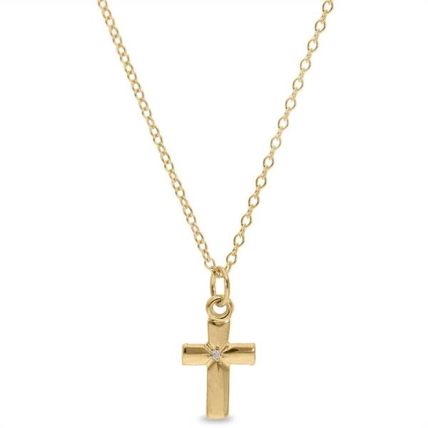 ビー ユー レディース アクセサリー ネックレス・チョーカー・ペンダントトップ Be You Gold Plated Silver Diamond Small Cross Pendant Gold ゴールド