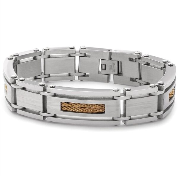 ビー ユー メンズ 付属品 ブレスレット・バングル・アンクレット プルオーバー Be You Stainless Steel Men\u0027s 2 Tone Rope Effect Bracelet Silver しろがね色