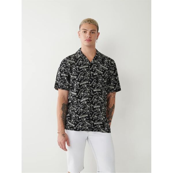 トゥルーレリジョン メンズ トップス シャツ True Religion Ss Ao Resort Sh Sn99 Jet Black ブラック