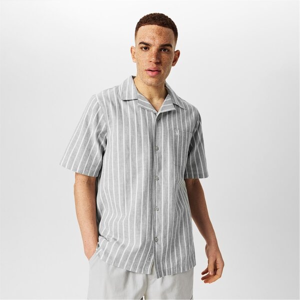 ジャック ウィルス メンズ トップス シャツ リネン Jack Wills Linen Stripe Shirt Sage Stripe セージ
