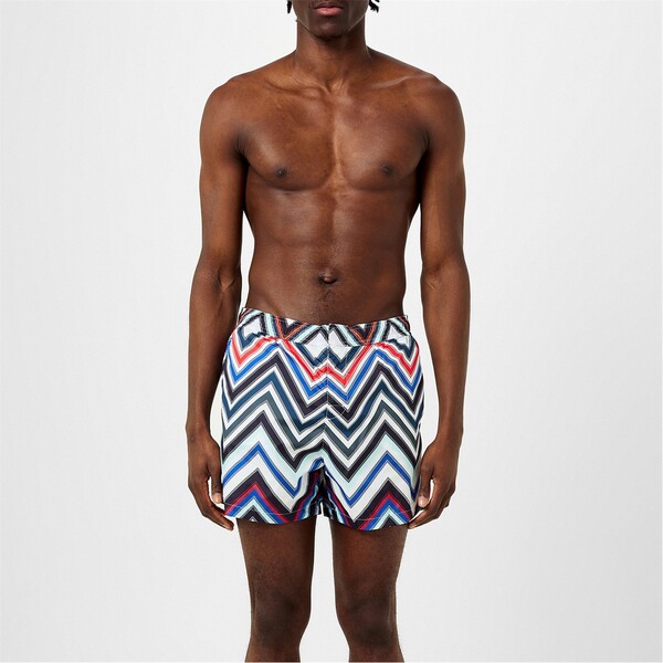 ミッソーニ メンズ 水着 ハーフパンツ・ショーツ ショートパンツ MISSONI Zigzag Swim Shorts NVY WHT RED レッド