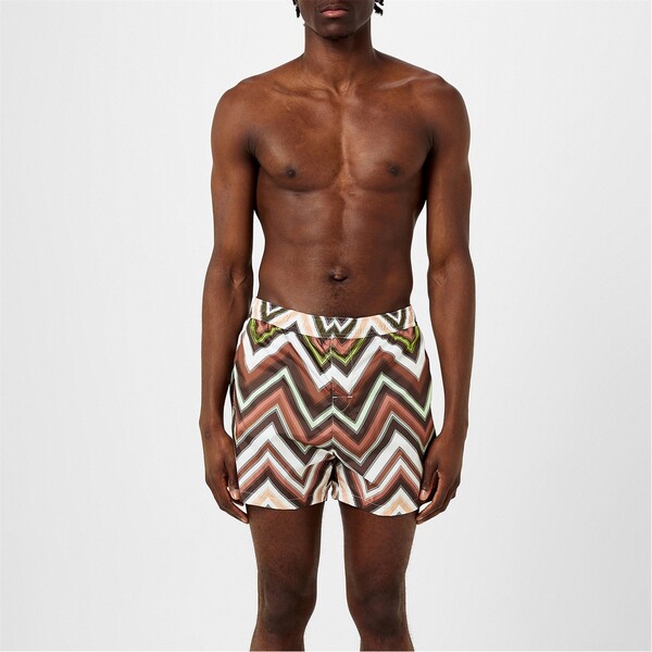 ミッソーニ メンズ 水泳着 二分の一ズボン下・さる股引き 遊撃手ズボン下 MISSONI Zigzag Swim Shorts WHT LIM KHK