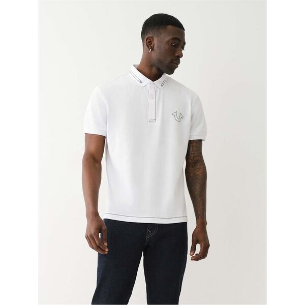 トゥルーレリジョン メンズ トップス ポロシャツ True Religion Rlxd Big T Polo Sn99 Optic White ホワイト