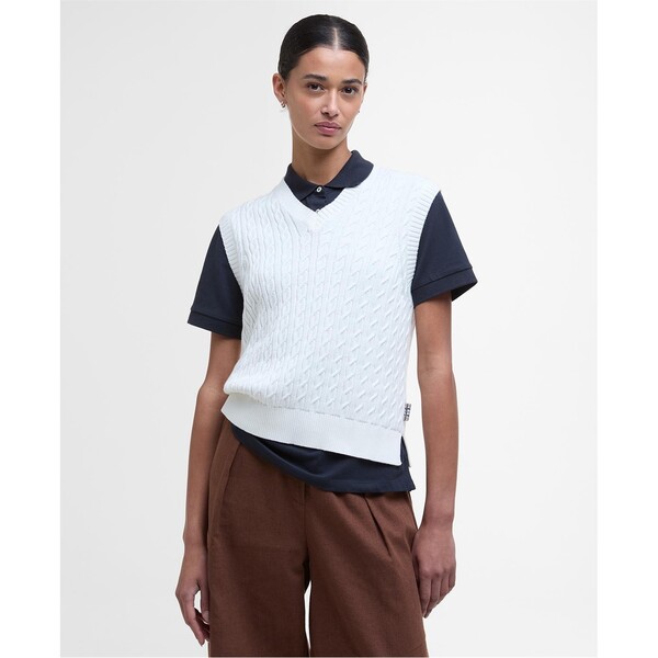 バブアー レディース アウター 編み物・プルオーバー ノースリーブ Barbour Hartland Sleeveless Jumper Cloud セーター-トップス
