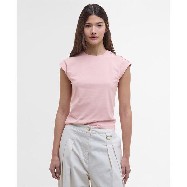 バブアー レディース トップス シャツ スリムフィット Tシャツ Barbour International Priya Slim Fit T-Shirt Pink Muave ピンク|ReVida 店
