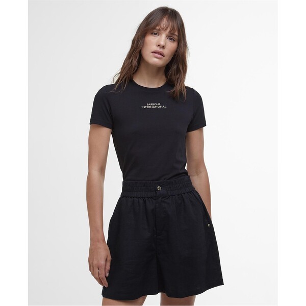 バブアー レディース トップス シャツ Tシャツ Barbour International Estella T-Shirt Black ブラック｜ReVida 店 8,495円