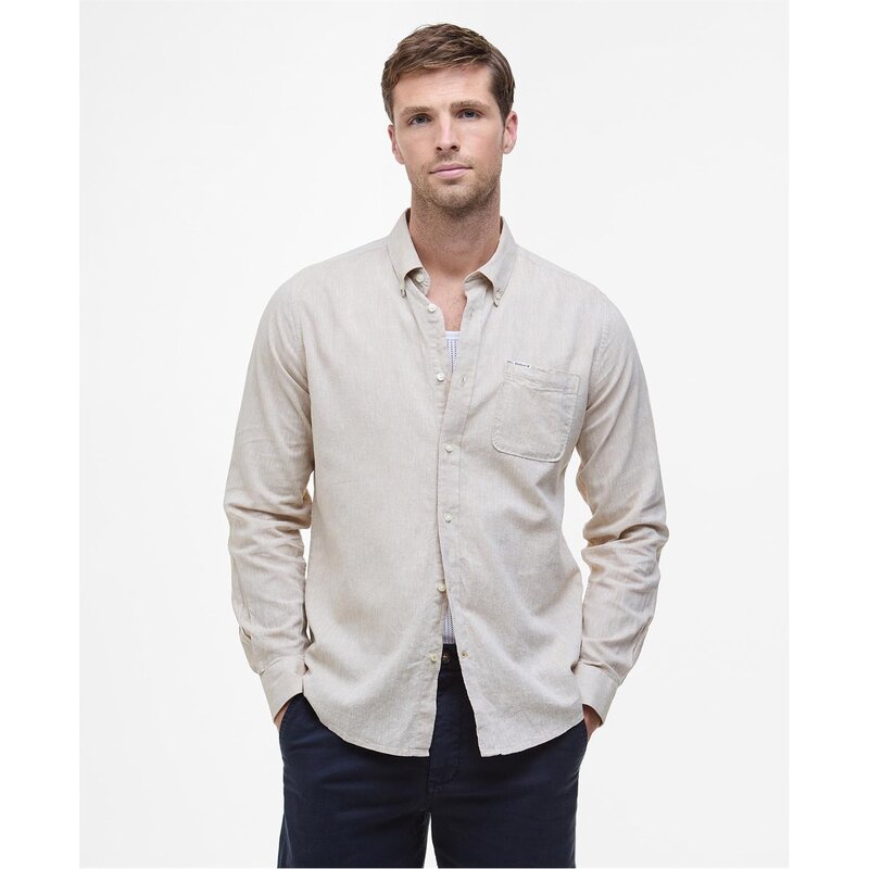 バブアー メンズ トップス シャツ Barbour Nelson Shirt Stone ST51 ストーン