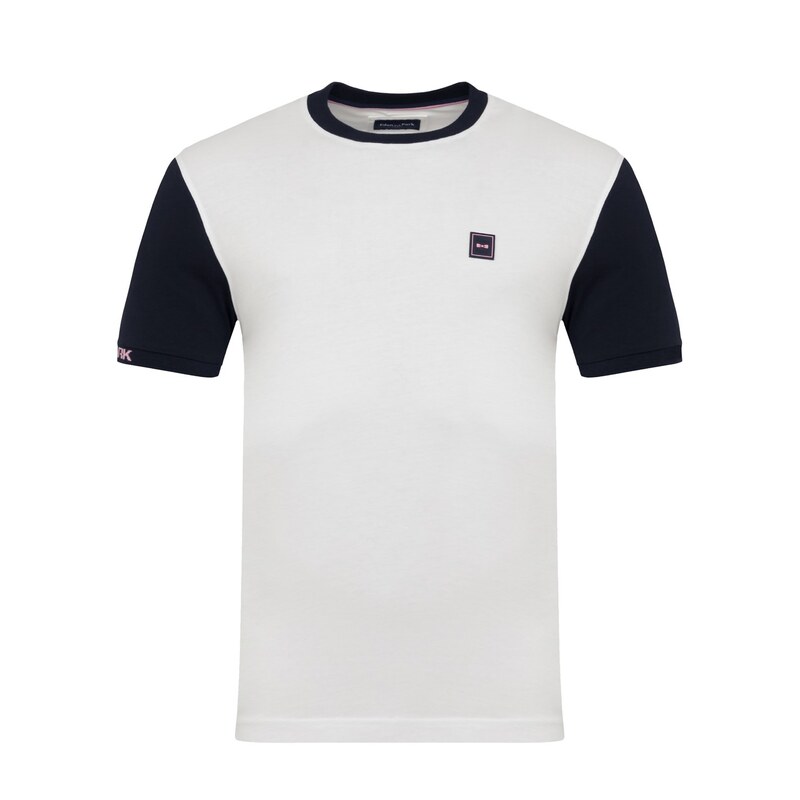 エデンパーク メンズ トップス Tシャツ Eden Park White colour-block T-shirt BC ホワイト