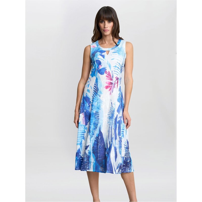 ジーナバッコーニ レディース トップス ワンピース フラワー柄 フラワー Gina Bacconi Camila Blue Floral Dress BLUE ブルー