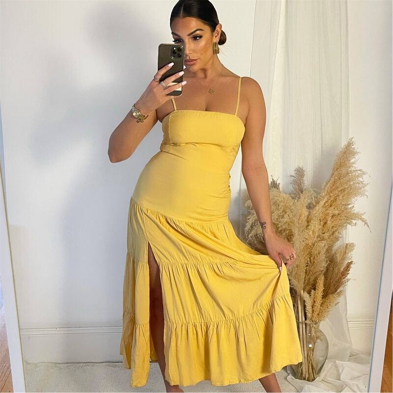 アックスパリ レディース トップス ワンピース ミディワンピース ミディ AX Paris Yellow Strappy Smock Midi Dress Yellow イエロー