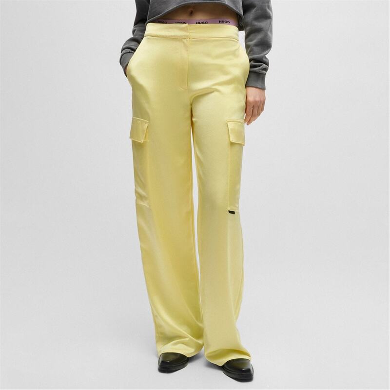 フューゴ レディース ボトムス カジュアルパンツ パンツ Hugo Hakila-1 Relaxed-Fit Cargo Trousers Yellow イエロー