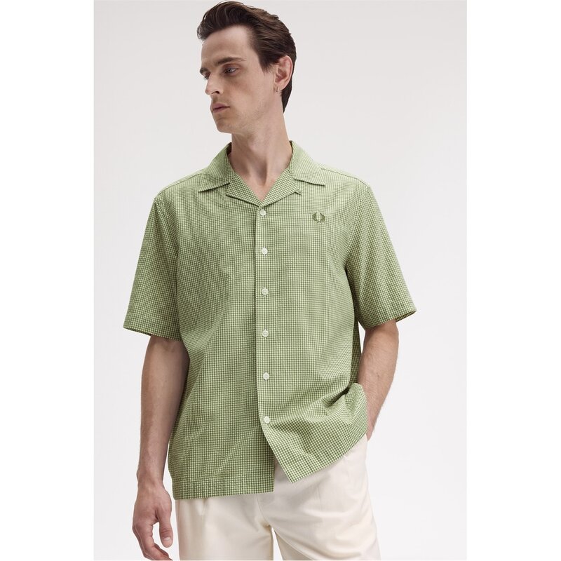 フレッドペリー メンズ トップス シャツ ギンガムチェック ギンガム Fred Perry Fred Gingham Shirt Sn53 Olive Mint X88 ミント