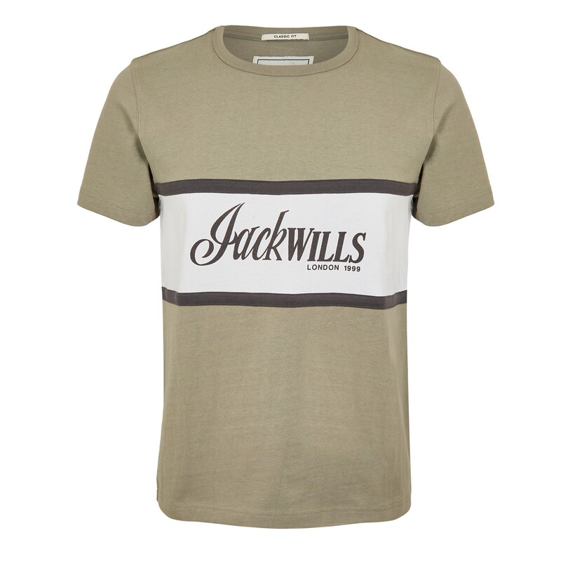 ジャック ウィルス メンズ トップス Tシャツ Jack Wills Colour Block T-Shirt Silver Sage セージ