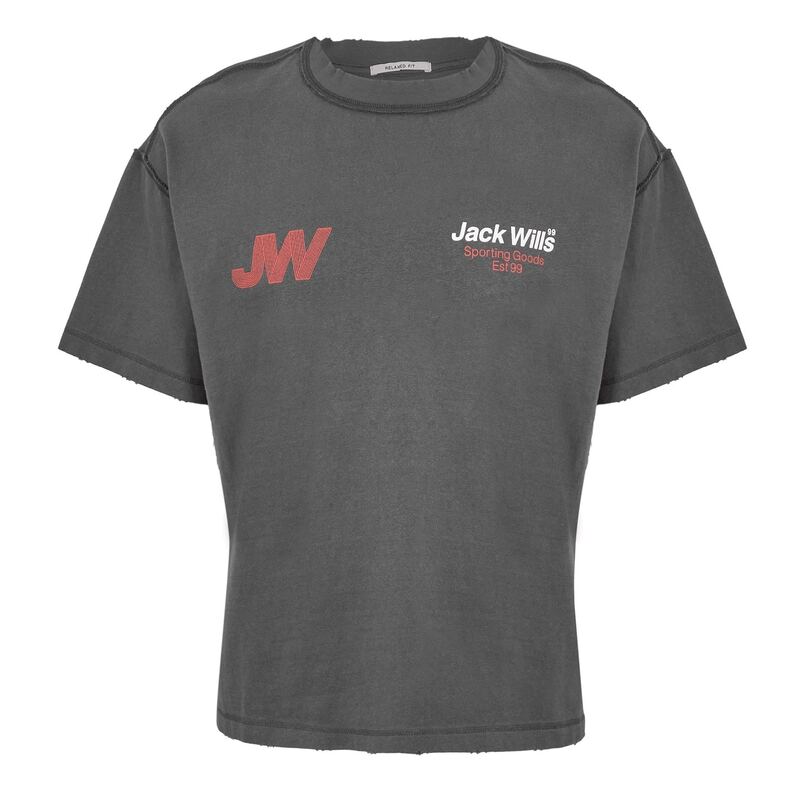 ジャック ウィルス メンズ トップス Tシャツ Jack Wills Sporty Initial T-Shirt Forged Iron