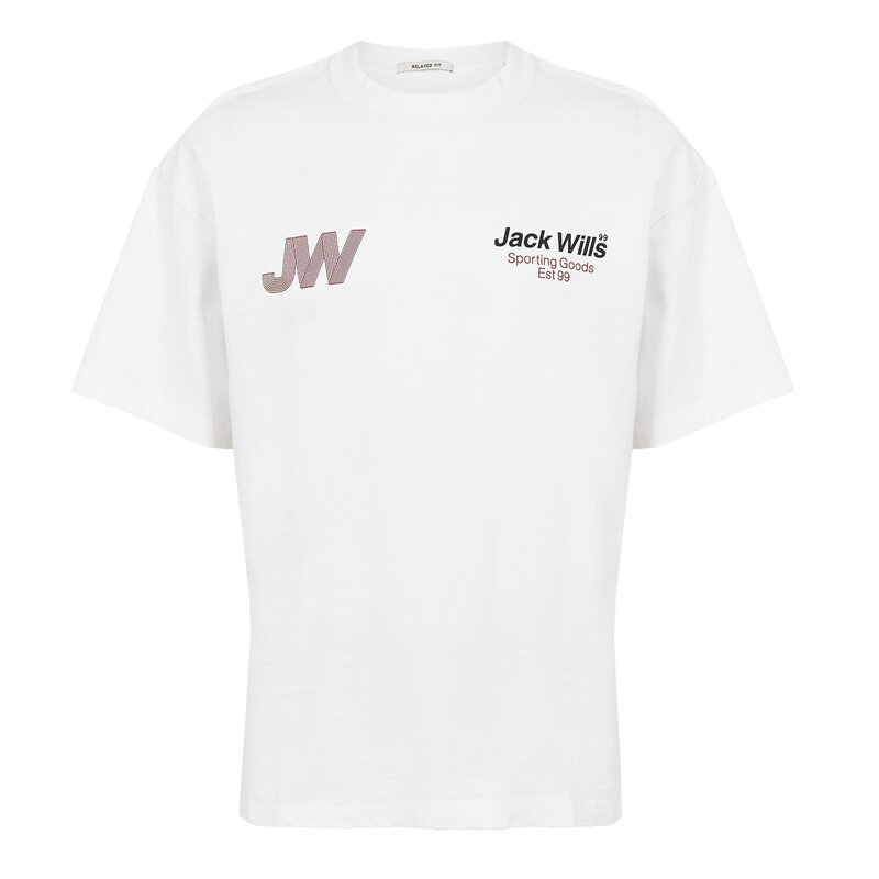 ジャック ウィルス メンズ トップス Tシャツ Jack Wills Sporty Initial T-Shirt White ホワイト