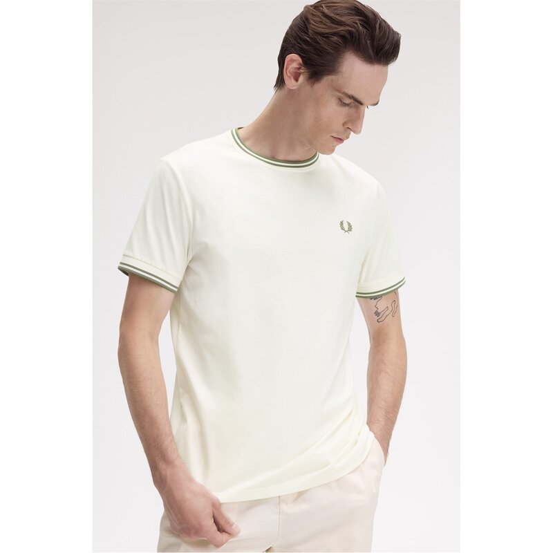 フレッドペリー メンズ トップス シャツ Tシャツ Fred Perry Twin Tipped T-Shirt Lt Ecru Y54 エクリュ｜ReVida 店