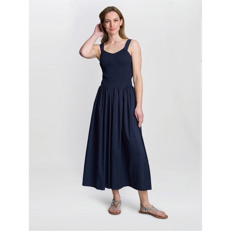 ジーナバッコーニ レディース トップス ワンピース シアー Gina Bacconi Bonita Sheered Bodice Dress NAVY ネイビー 15,360円