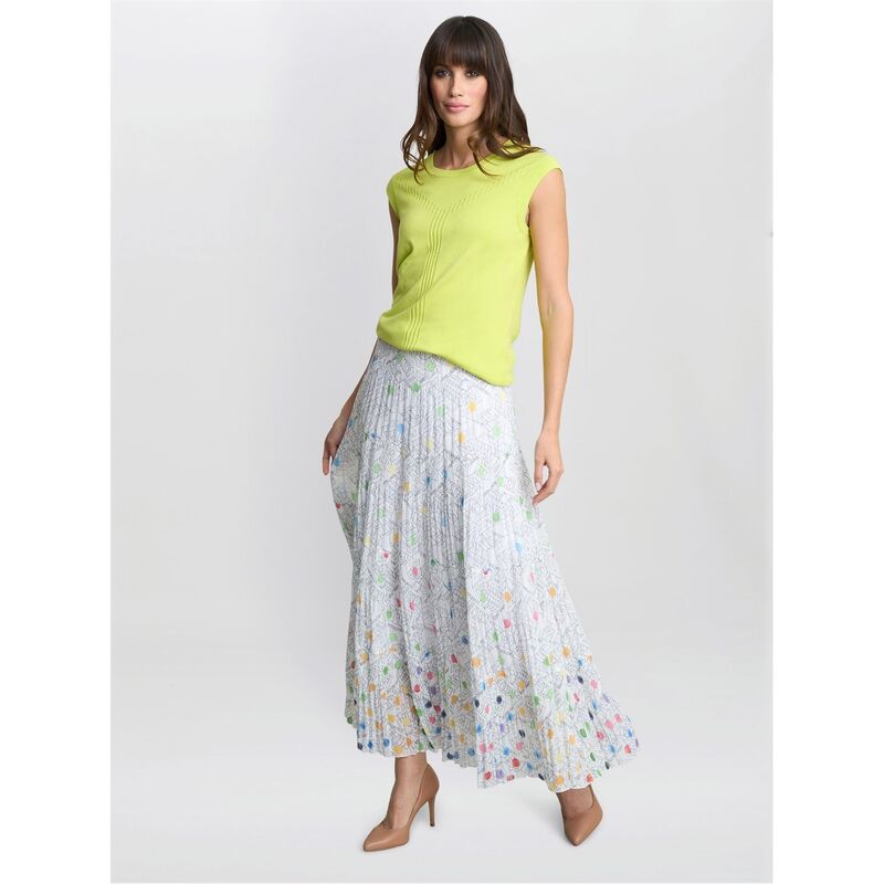 ジーナバッコーニ レディース ボトムス スカート プリーツ マキシ Gina Bacconi Holly pleated maxi Skirt MULTI マルチカラー｜ReVida 店