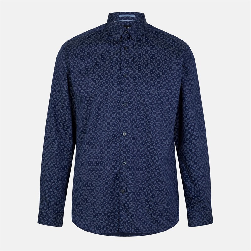 テッドベーカー メンズ トップス シャツ プリント Ted Baker Potter Geo Print Slim Shirt Navy ネイビー