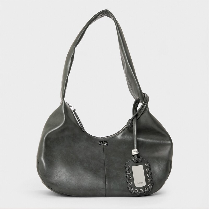ガニー レディース バッグ ハンドバッグ GANNI Bou Hobo Shoulder Bag Steal Grey グレー