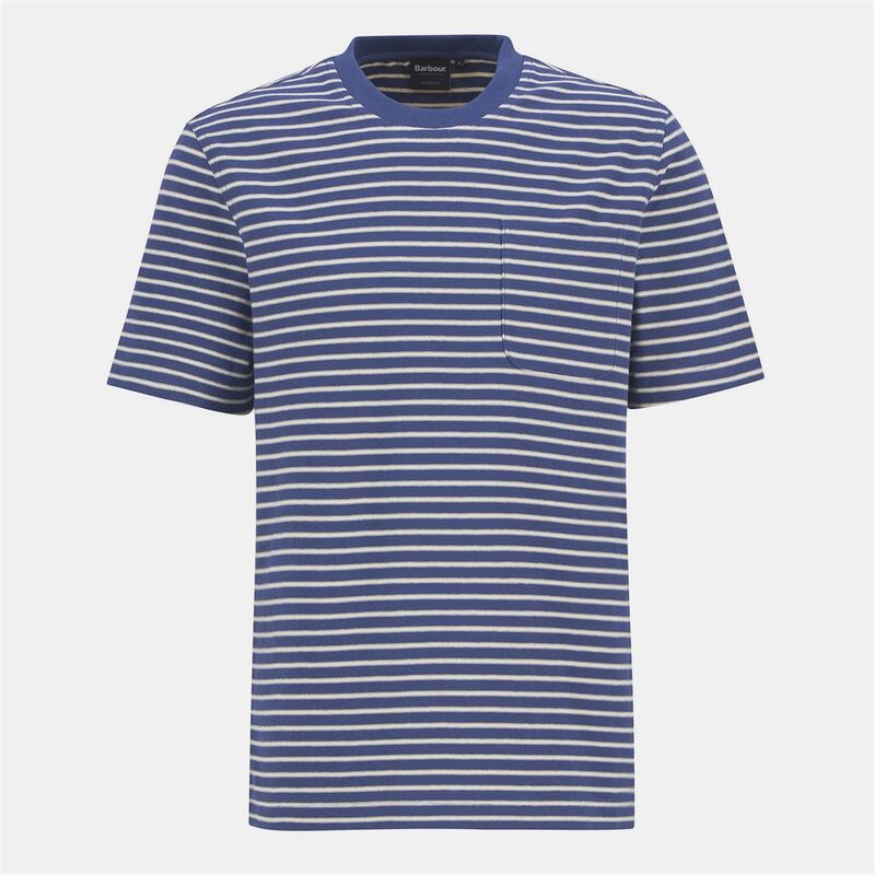 バブアー メンズ トップス Tシャツ Barbour Frensham Striped T-Shirt Dark Denim デニム|ReVida 店
