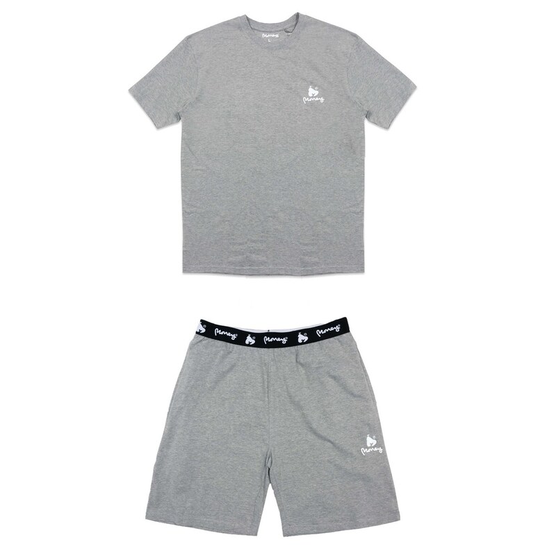 マネー メンズ トップス Tシャツ Money Lounger Elasticated Short Twin Set Grey Melange グレー