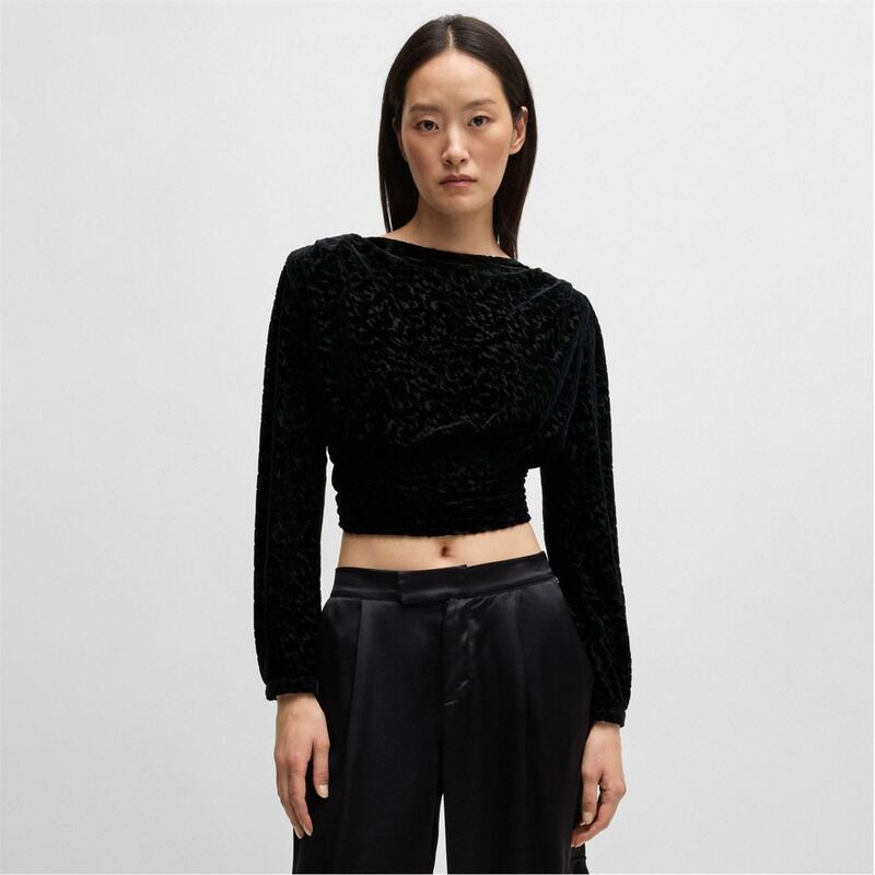 ボス レディース トップス シャツ Boss C_Edevory Devor? Wrap Top Black ブラック