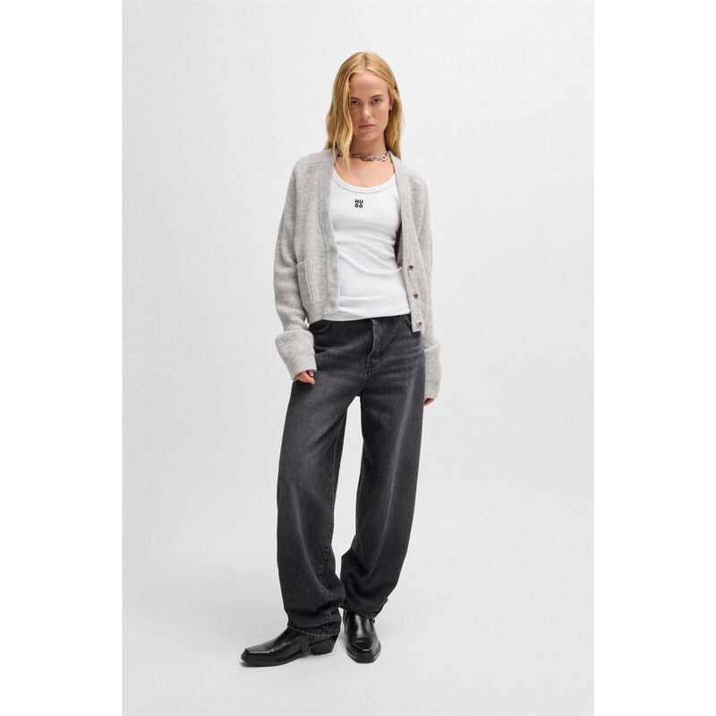 フューゴ レディース アウター ニット・セーター カーディガン Hugo Sarendety 10262910 01 Cardigan Womens Medium Grey グレー
