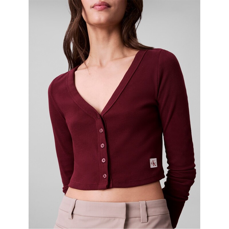 カルバンクライン レディース アウター 編み物・プルオーバー Calvin Klein Jeans CKJ Cardi Lbl Ld53 Deep Rouge レディースファッション-トップス-セーター