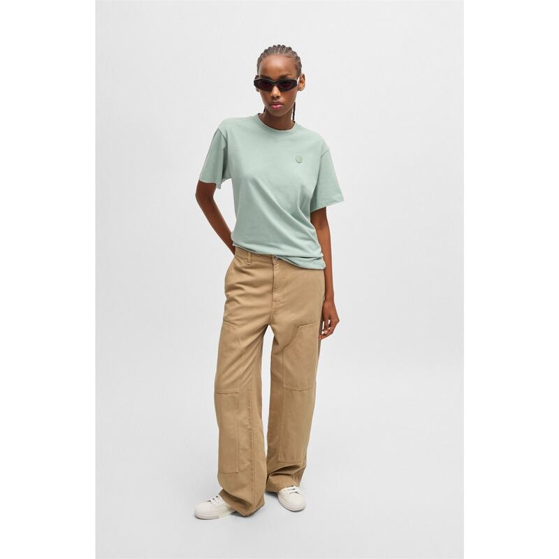 フューゴ レディース ボトムス カジュアルパンツ ストレート パンツ Hugo Hacarpe-1-D B 10263769 01 Straight Leg Trousers Womens Open Beige ベージュ