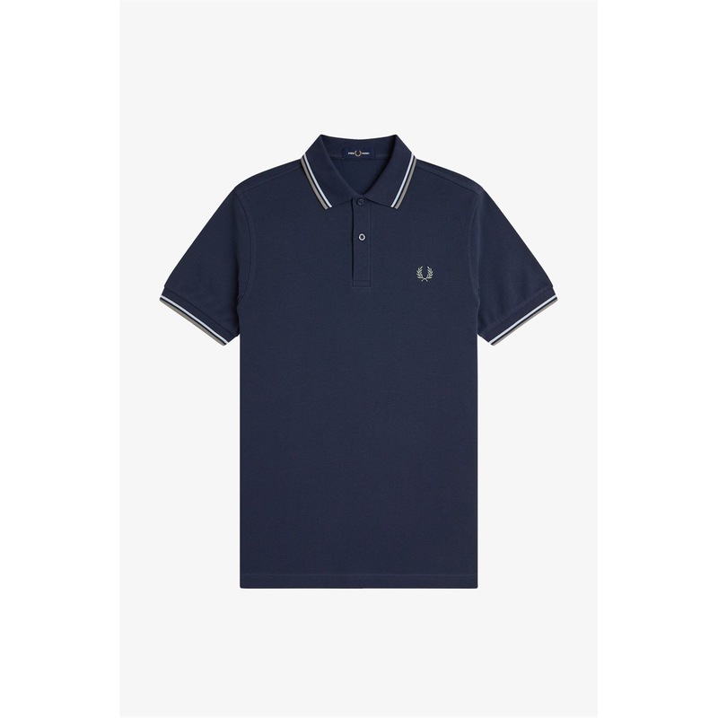 フレッドペリー メンズ トップス Tシャツ ポロシャツ Fred Perry Short Sleeve Twin Tipped Polo Shirt Dk Airforce Z47