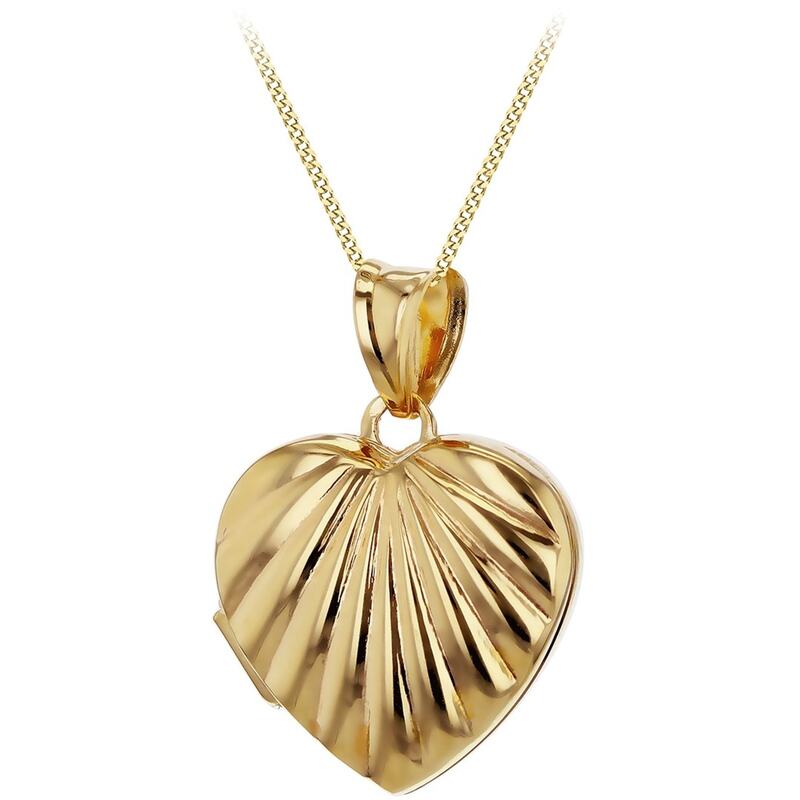 ビー ユー レディース アクセサリー ネックレス・チョーカー・ペンダントトップ リブ レース Be You 9ct Gold Ribbed Heart Locket Necklace Yellow Gold イエロー