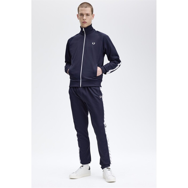 フレッドペリー メンズ アウター ジャケット・ブルゾン ジャケット Fred Perry Tape Track Jacket Carbon Blue 885 ブルー｜ReVida 店