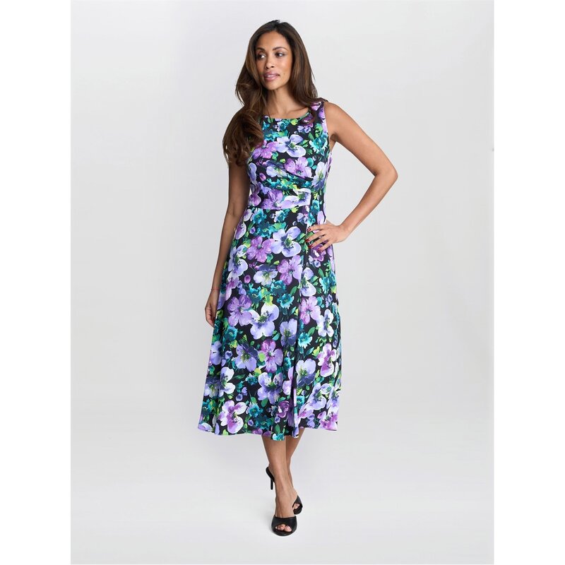 ジーナバッコーニ レディース トップス ワンピース フラワー柄 プリント フラワー Gina Bacconi Jeselle Floral Printed Dress BLACK / MULTI ブラック