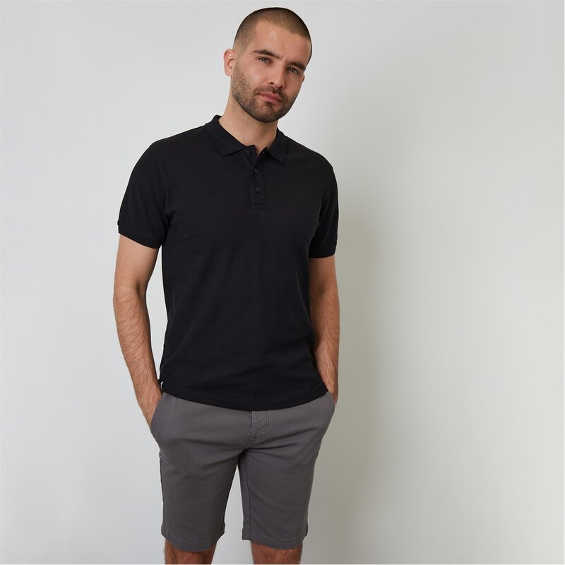 スリードベア メンズ トップス スポーツシャツ 綿織物 Threadbare Cotton Pique Short Sleeve Polo Shirt Black 黒いこと