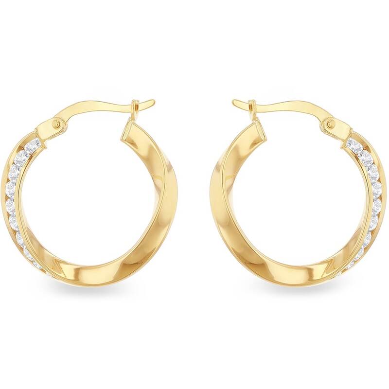 ビー ユー レディース アクセサリー ピアス・イヤリング Be You 9ct Gold Twist CZ Creole Earrings Yellow Gold イエロー 65,890円