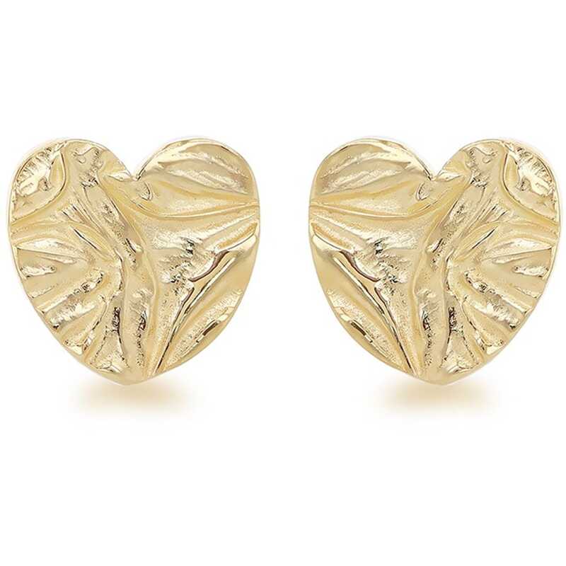 ビー ユー レディース アクセサリー ピアス・イヤリング Be You 9ct Gold Textured Heart Stud Earrings Yellow Gold イエロー
