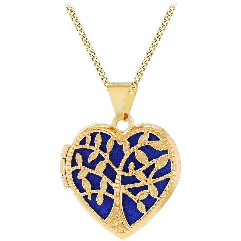 ビー ユー レディース アクセサリー ネックレス・チョーカー・ペンダントトップ レース Be You 9ct Gold Tree Of Life Heart Blue Locket Necklace Yellow Gold イエロー｜ReVida 店 63,140円