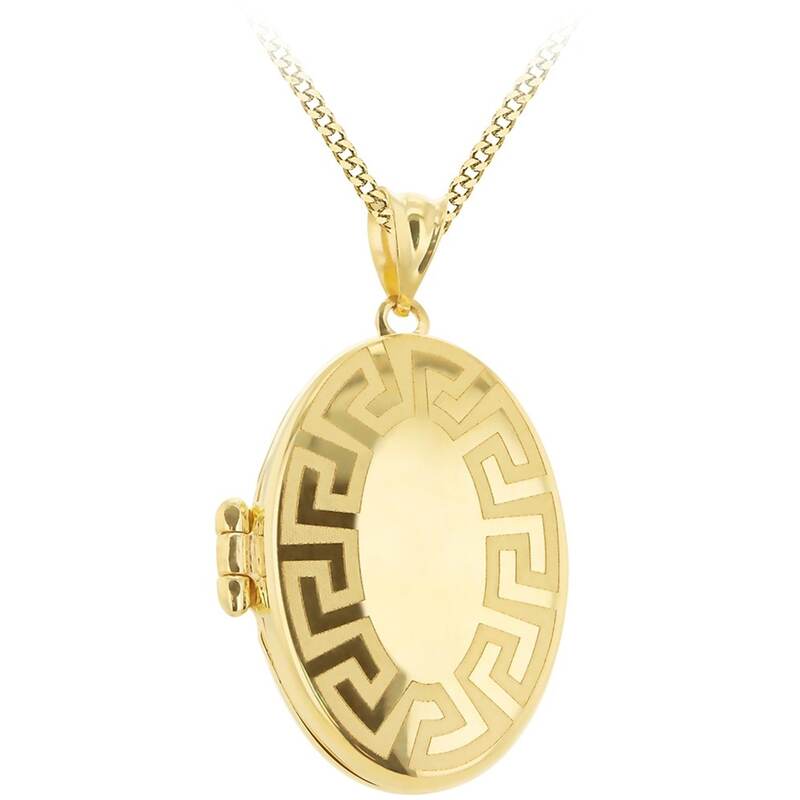 ビー ユー レディース アクセサリー ネックレス・チョーカー・ペンダントトップ レース Be You 9ct Gold Oval Greek Engraved Locket Necklace Yellow Gold イエロー|ReVida 店