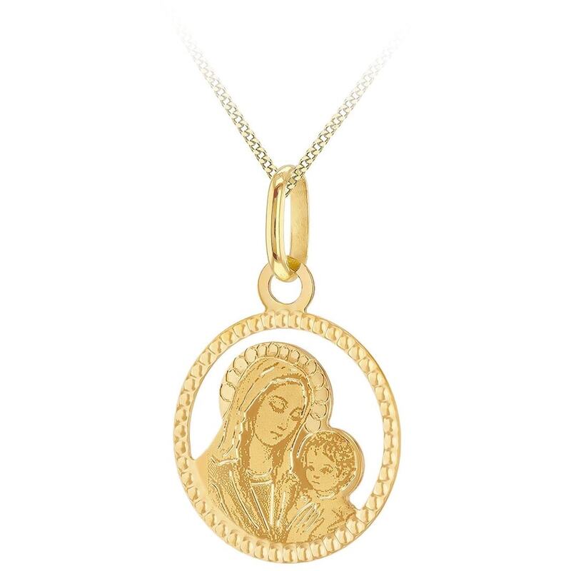 ビー ユー レディース アクセサリー ネックレス・チョーカー・ペンダントトップ レース Be You 9ct Gold Diamond Cut Round Mary and Child Necklace Yellow Gold イエロー