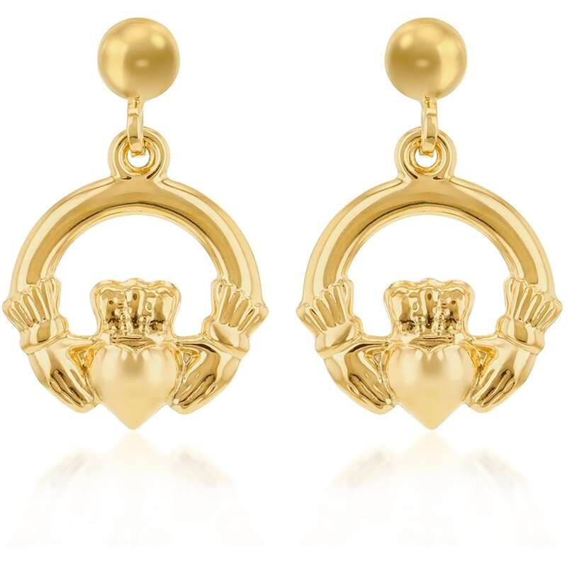ビー ユー レディース アクセサリー ピアス・イヤリング Be You 9ct Gold Claddagh Drop Earrings Yellow Gold イエロー