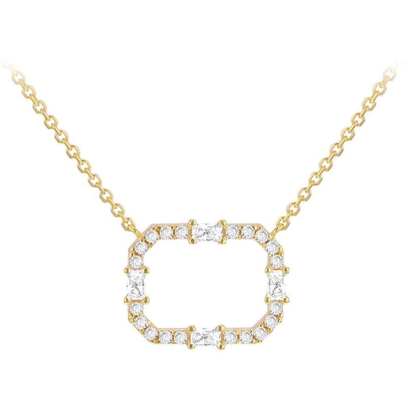 ビー ユー レディース アクセサリー ネックレス・チョーカー・ペンダントトップ レース Be You 9ct Gold Rectangle Frame with CZ Necklace Yellow Gold イエロー 58,740円