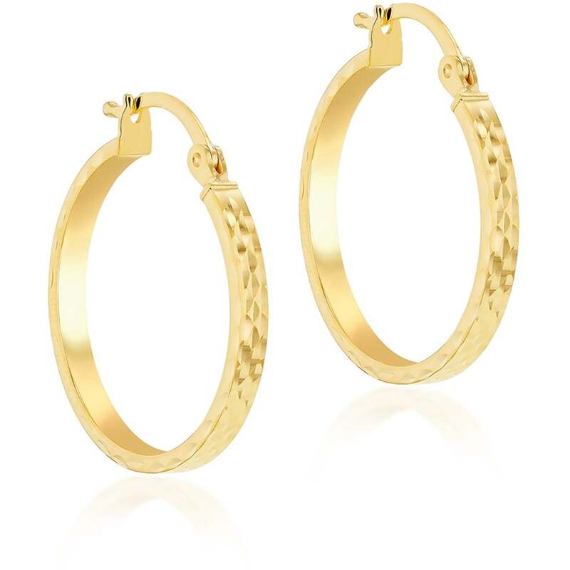 ビー ユー レディース アクセサリー ピアス・イヤリング Be You 9ct Gold Diamond Cut Pine Hoop Earrings Yellow Gold イエロー｜ReVida 店