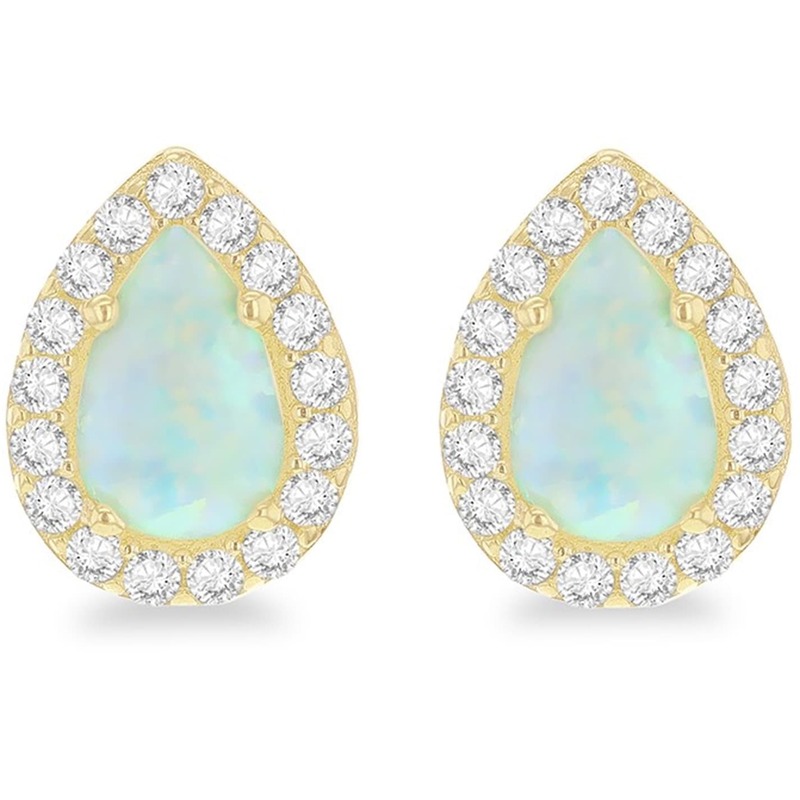 ビー ユー レディース アクセサリー ピアス・イヤリング Be You 9ct Gold Teardrop Halo Opal with CZ Stud Earrings Yellow Gold イエロー